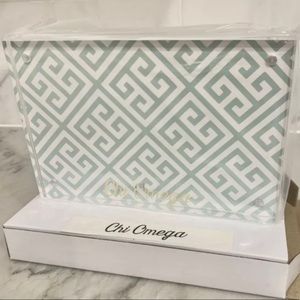 CHI OMEGA ACRYLIC FRAME Sorority 4x6 Picture Block w/ Gold Foil Lettering NEW